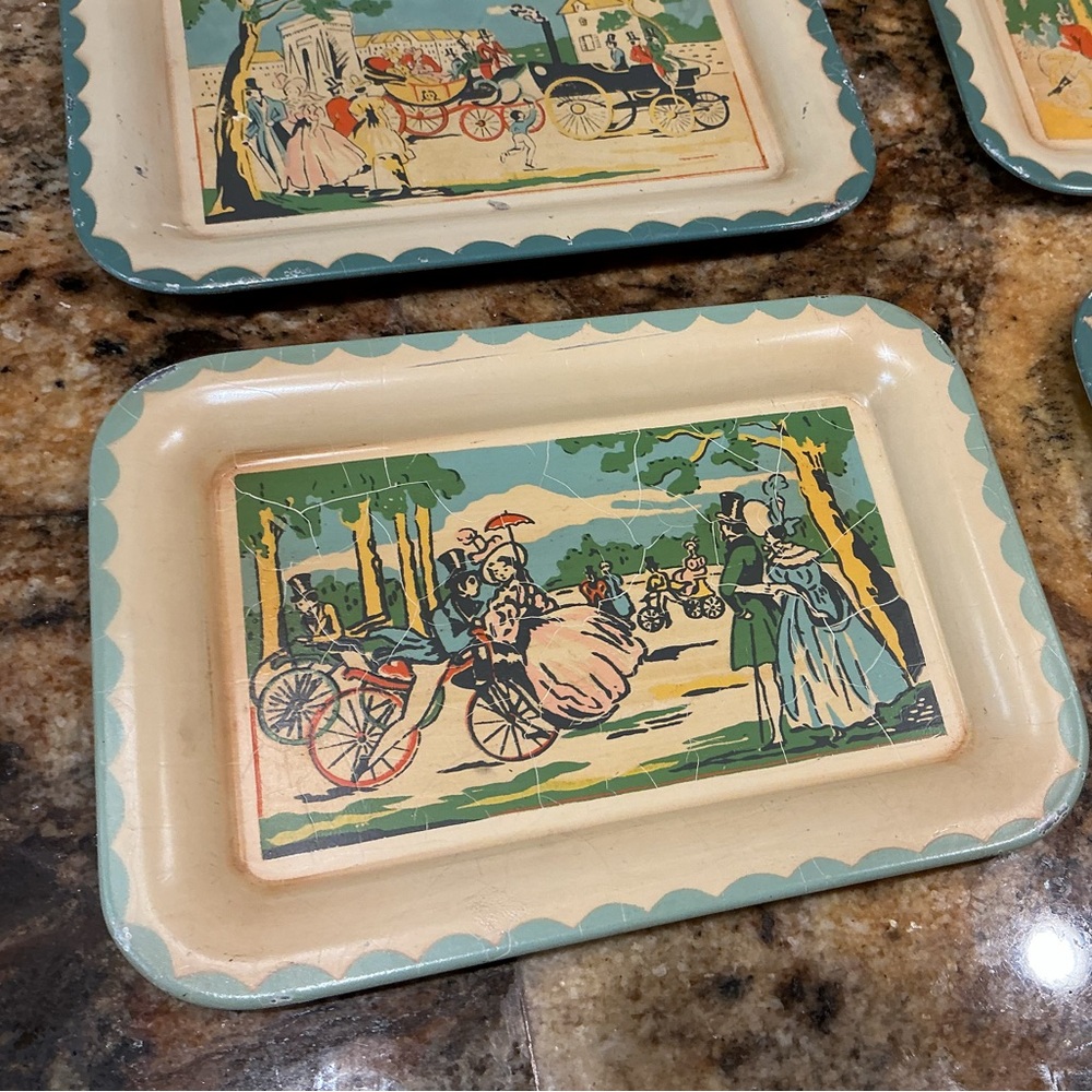Vintage Set of Social Setting Trays